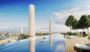 Rooftop Swimming Pool overlooking Battersea Power Station and River Tham...