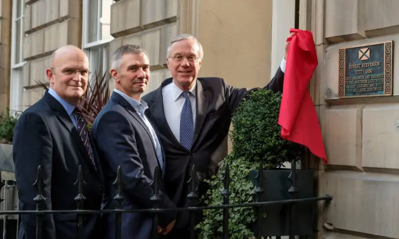 Robert Stevenson plaque unveiled at Courtyard by Marriott