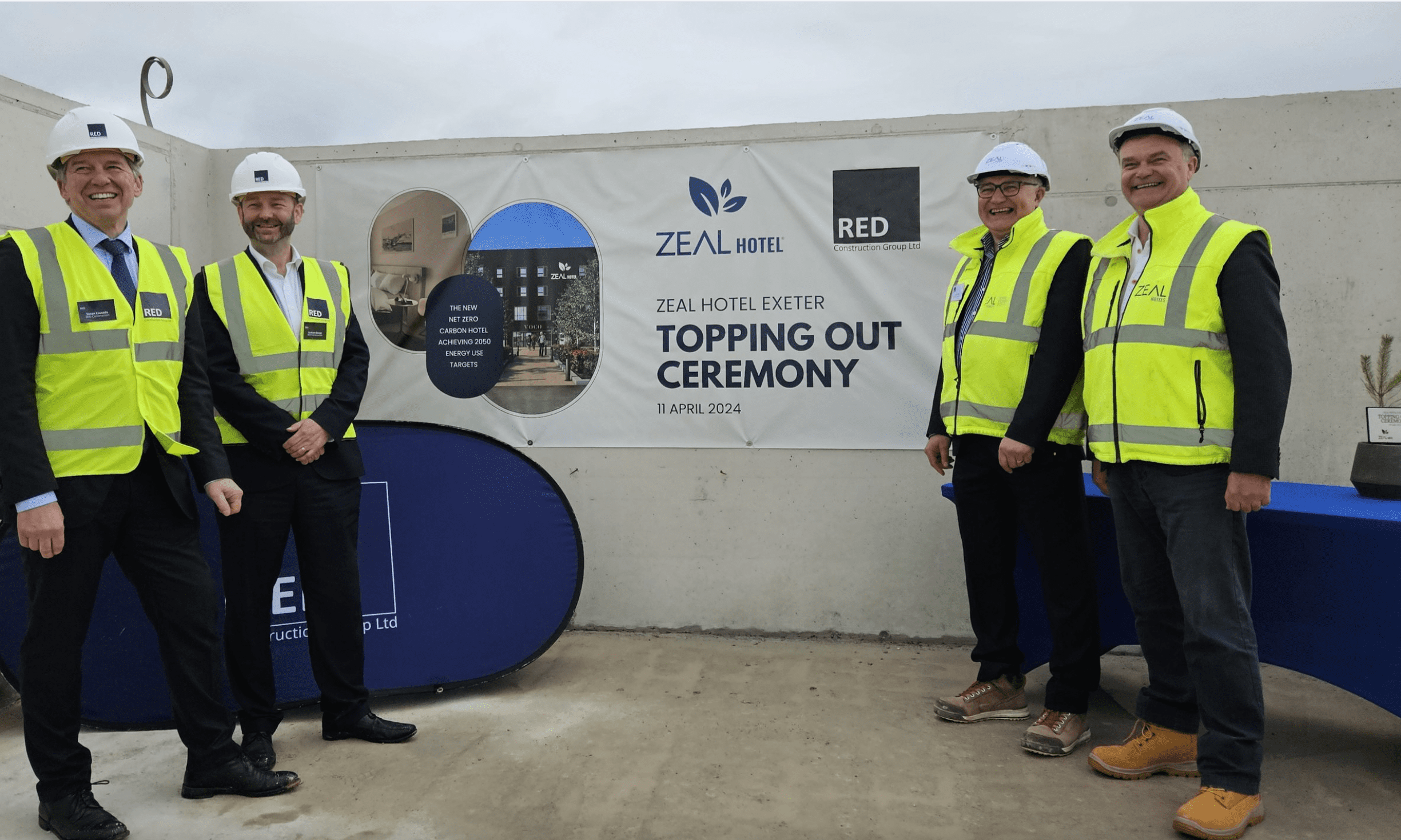 Zeal celebrates topping out for net zero carbon hotel