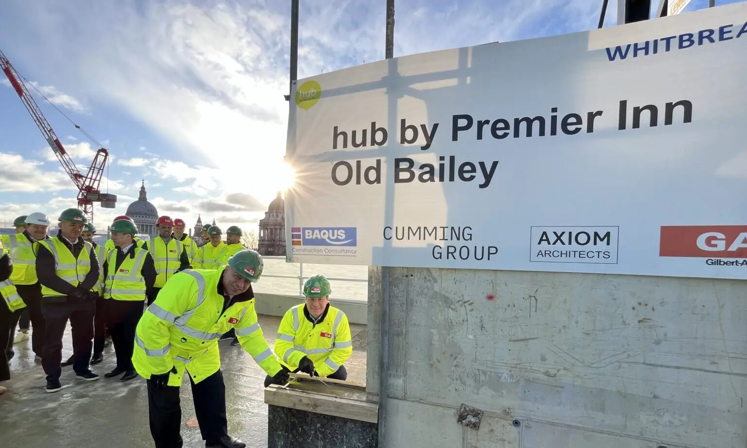 Whitbread celebrates topping out of Premier Inn Snow Hill